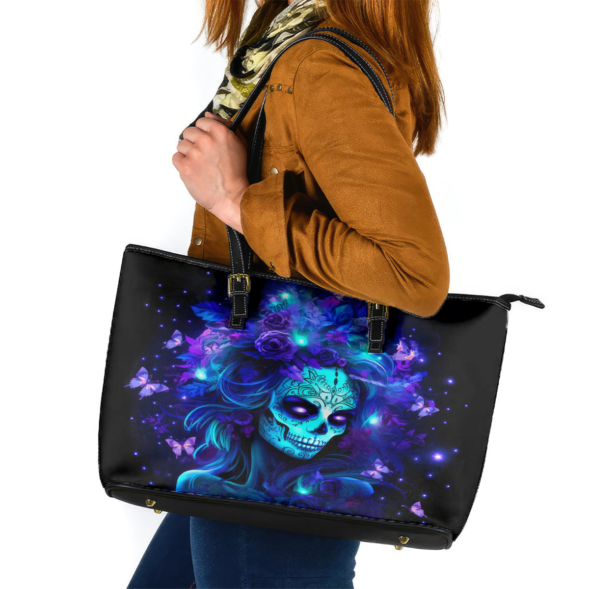 Skull Girl Leather Tote Bag Yes I'm A Bitch But Not Yours - Wonder Print Shop