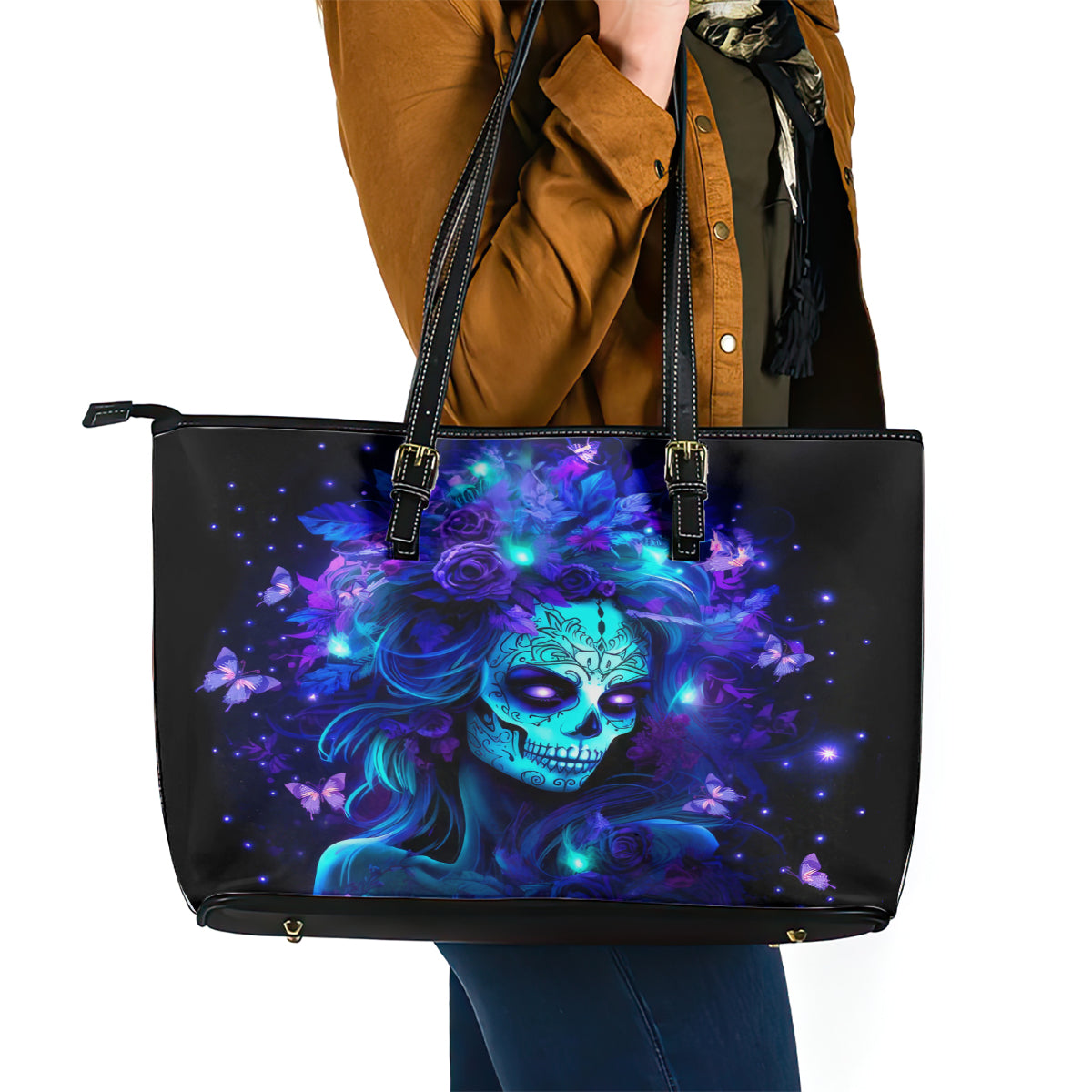 Skull Girl Leather Tote Bag Yes I'm A Bitch But Not Yours - Wonder Print Shop