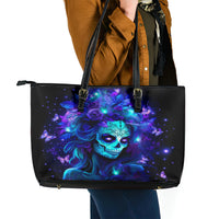 Skull Girl Leather Tote Bag Yes I'm A Bitch But Not Yours - Wonder Print Shop
