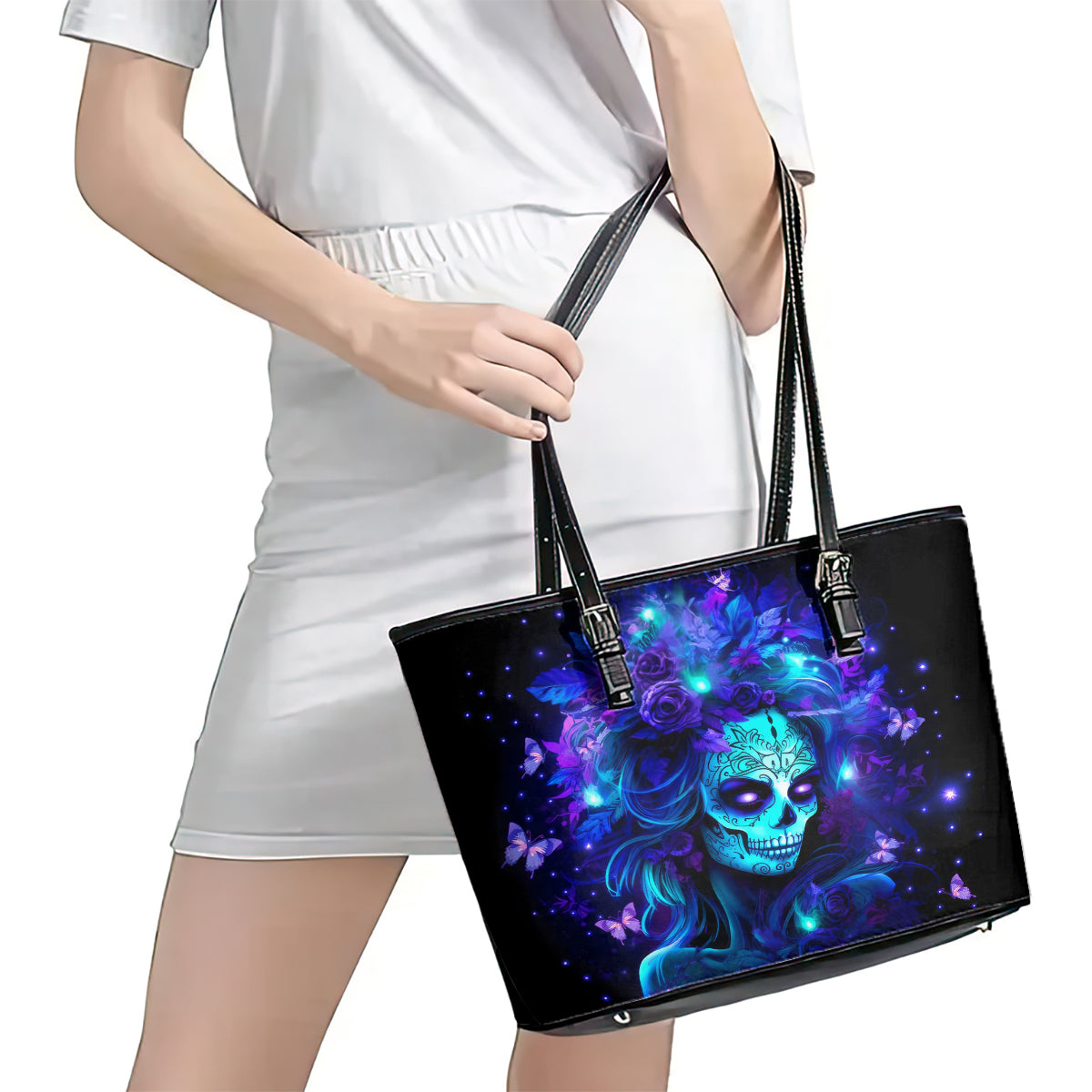 Skull Girl Leather Tote Bag Yes I'm A Bitch But Not Yours - Wonder Print Shop