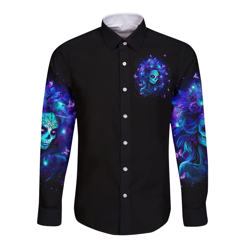 Skull Girl Long Sleeve Button Shirt Yes I'm A Bitch But Not Yours - Wonder Print Shop