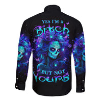 Skull Girl Long Sleeve Button Shirt Yes I'm A Bitch But Not Yours - Wonder Print Shop