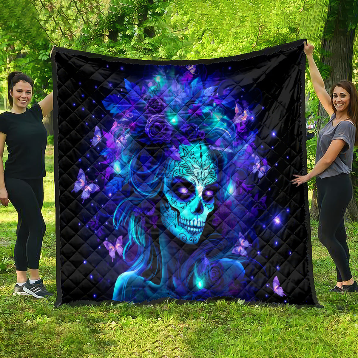 Skull Girl Quilt Yes I'm A Bitch But Not Yours - Wonder Print Shop