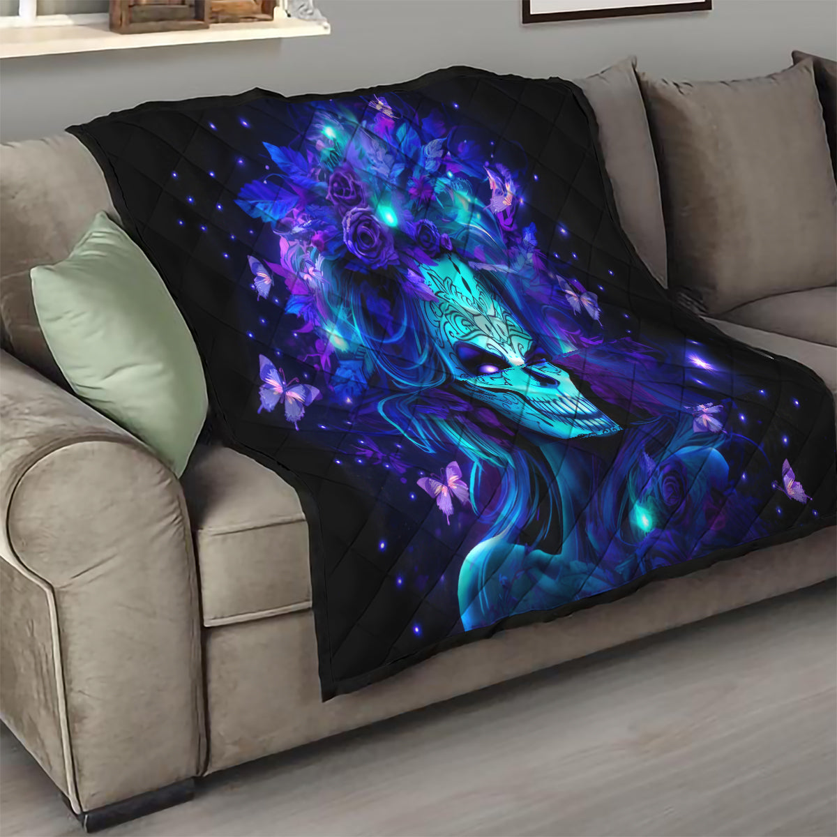 Skull Girl Quilt Yes I'm A Bitch But Not Yours - Wonder Print Shop