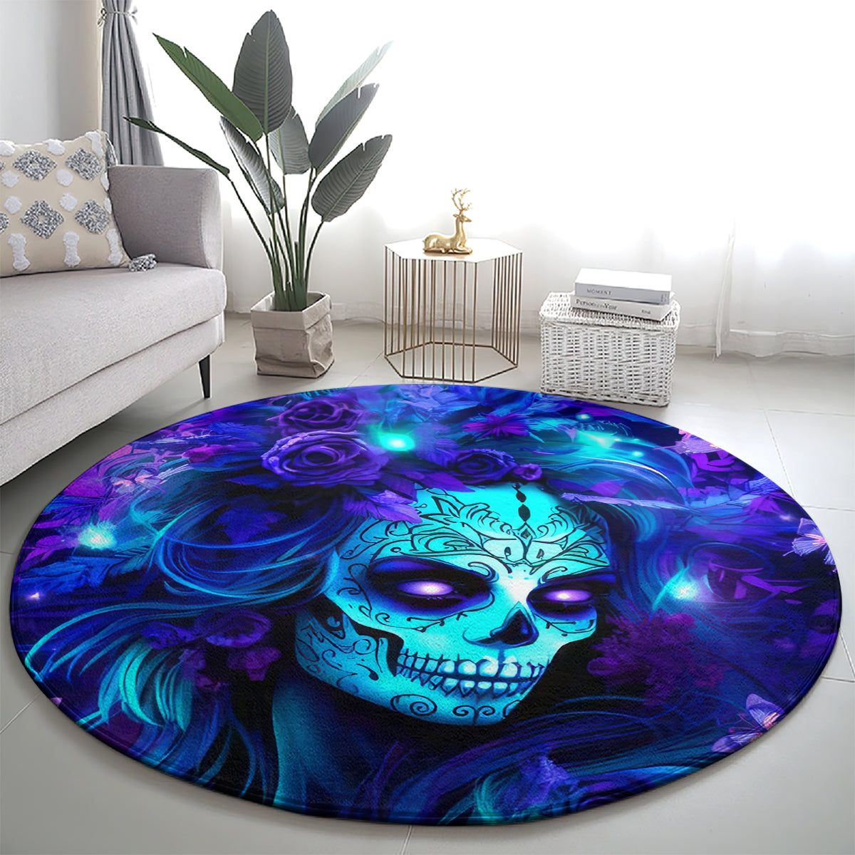 Skull Girl Round Carpet Yes I'm A Bitch But Not Yours