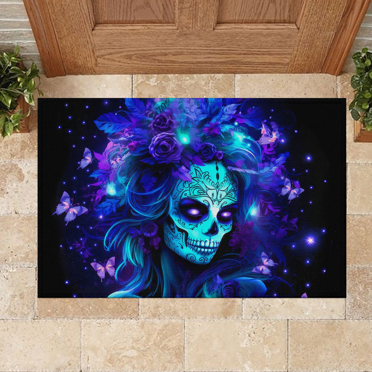 Skull Girl Rubber Doormat Yes I'm A Bitch But Not Yours - Wonder Print Shop