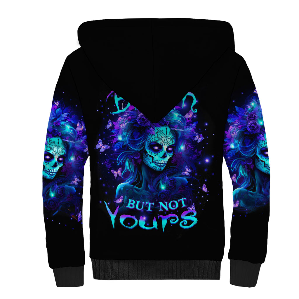 Skull Girl Sherpa Hoodie Yes I'm A Bitch But Not Yours - Wonder Print Shop