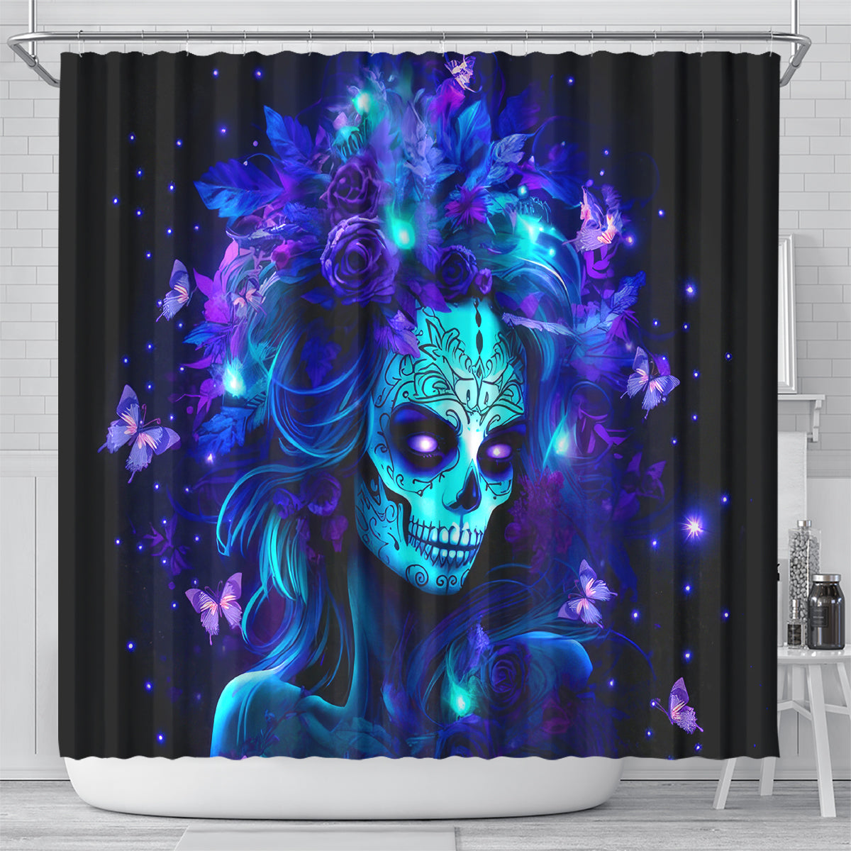 Skull Girl Shower Curtain Yes I'm A Bitch But Not Yours