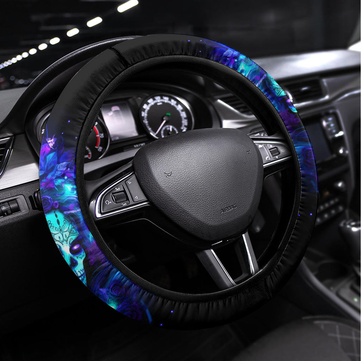 Skull Girl Steering Wheel Cover Yes I'm A Bitch But Not Yours - Wonder Print Shop