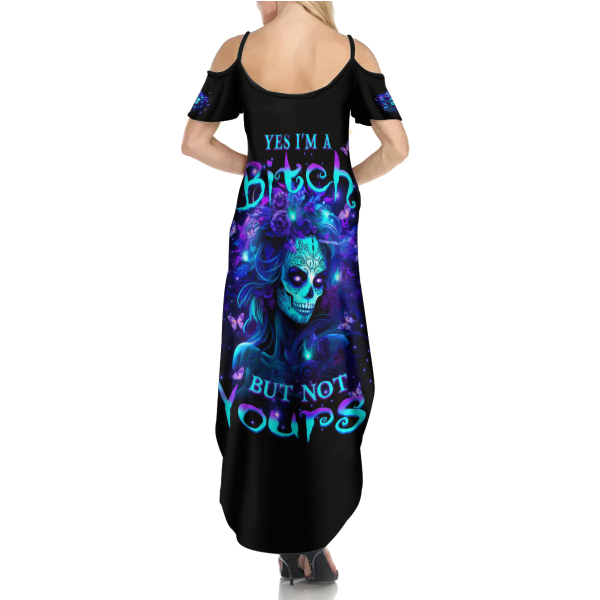 Skull Girl Summer Maxi Dress Yes I'm A Bitch But Not Yours - Wonder Print Shop