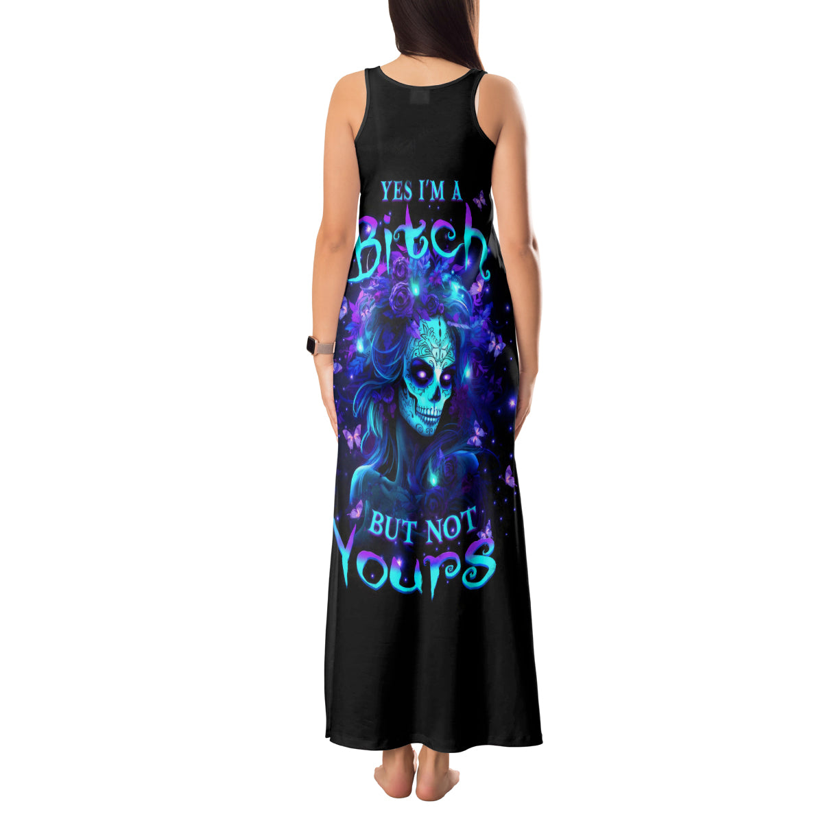 Skull Girl Tank Maxi Dress Yes I'm A Bitch But Not Yours - Wonder Print Shop