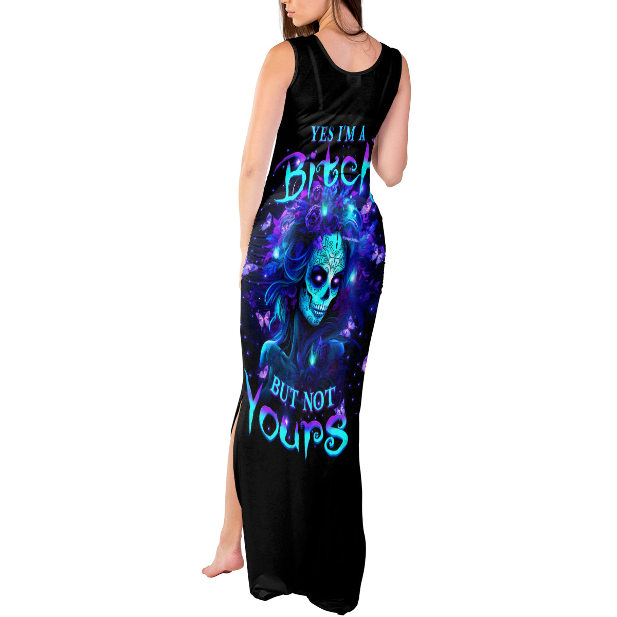 Skull Girl Tank Maxi Dress Yes I'm A Bitch But Not Yours - Wonder Print Shop