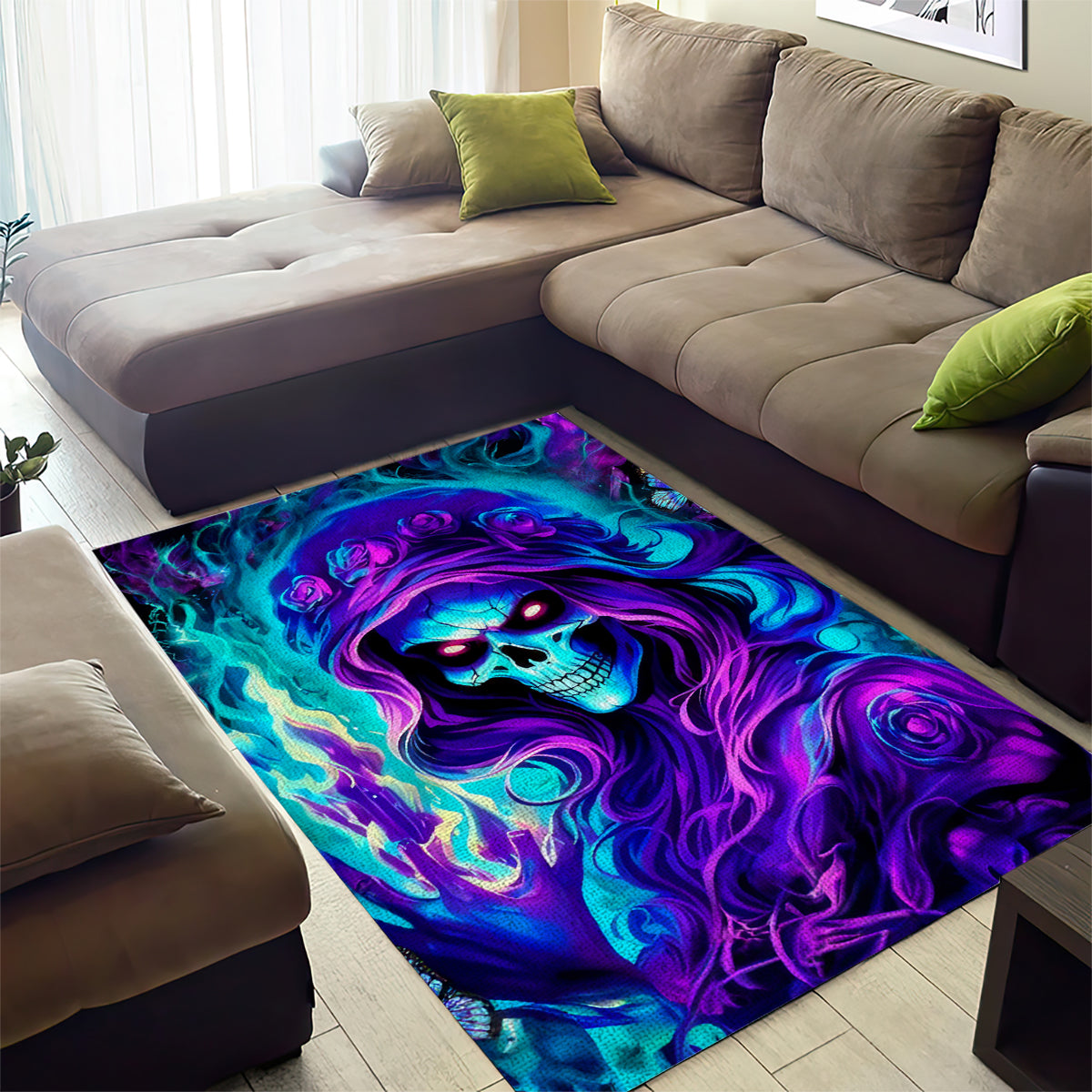 Flame Girl Skull Area Rug The Good Girl In Me Got Tired Of The Bullshit - Wonder Print Shop