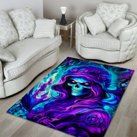 Flame Girl Skull Area Rug The Good Girl In Me Got Tired Of The Bullshit - Wonder Print Shop