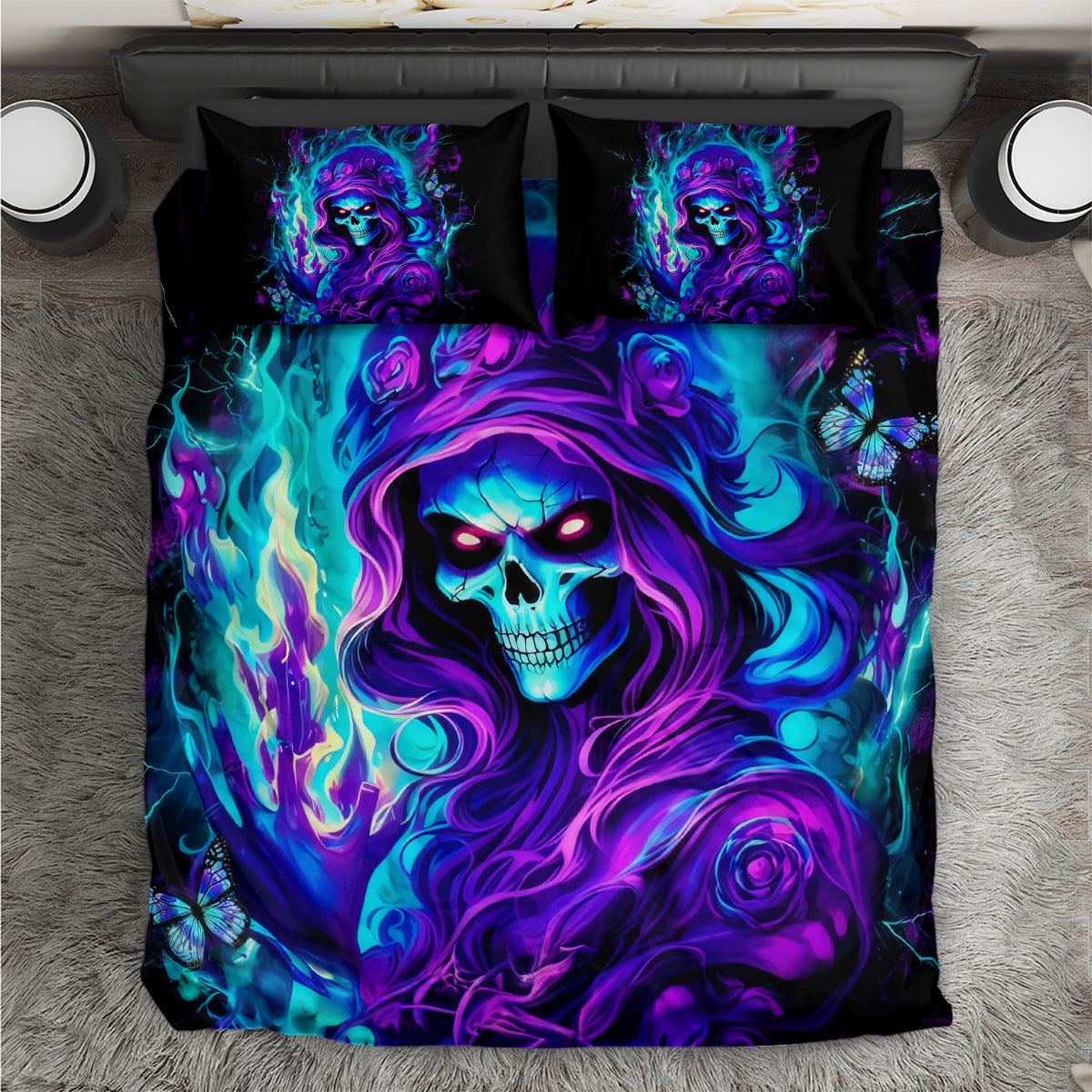 Flame Girl Skull Bedding Set The Good Girl In Me Got Tired Of The Bullshit