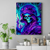 Flame Girl Skull Canvas Wall Art The Good Girl In Me Got Tired Of The Bullshit - Wonder Print Shop