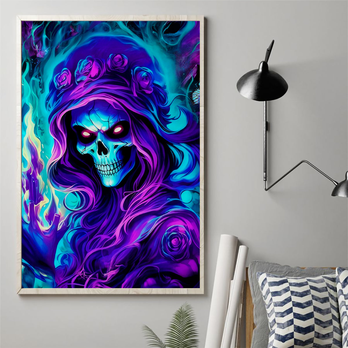 Flame Girl Skull Canvas Wall Art The Good Girl In Me Got Tired Of The Bullshit - Wonder Print Shop