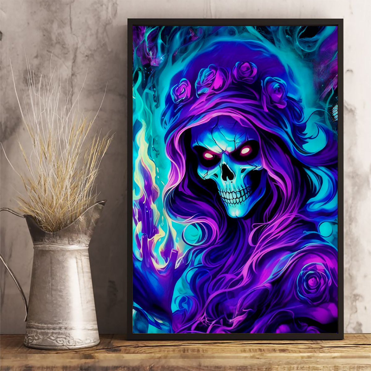 Flame Girl Skull Canvas Wall Art The Good Girl In Me Got Tired Of The Bullshit - Wonder Print Shop