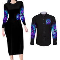 Flame Girl Skull Couples Matching Long Sleeve Bodycon Dress and Long Sleeve Button Shirt The Good Girl In Me Got Tired Of The Bullshit - Wonder Print Shop