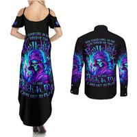 Flame Girl Skull Couples Matching Summer Maxi Dress and Long Sleeve Button Shirt The Good Girl In Me Got Tired Of The Bullshit - Wonder Print Shop