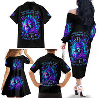 Flame Girl Skull Family Matching Off Shoulder Long Sleeve Dress and Hawaiian Shirt The Good Girl In Me Got Tired Of The Bullshit - Wonder Print Shop
