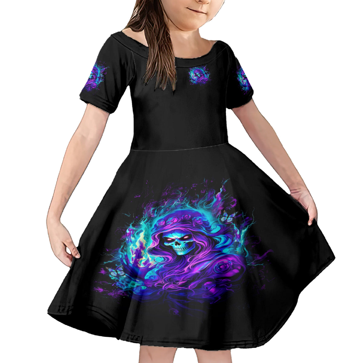 Flame Girl Skull Family Matching Short Sleeve Bodycon Dress and Hawaiian Shirt The Good Girl In Me Got Tired Of The Bullshit - Wonder Print Shop