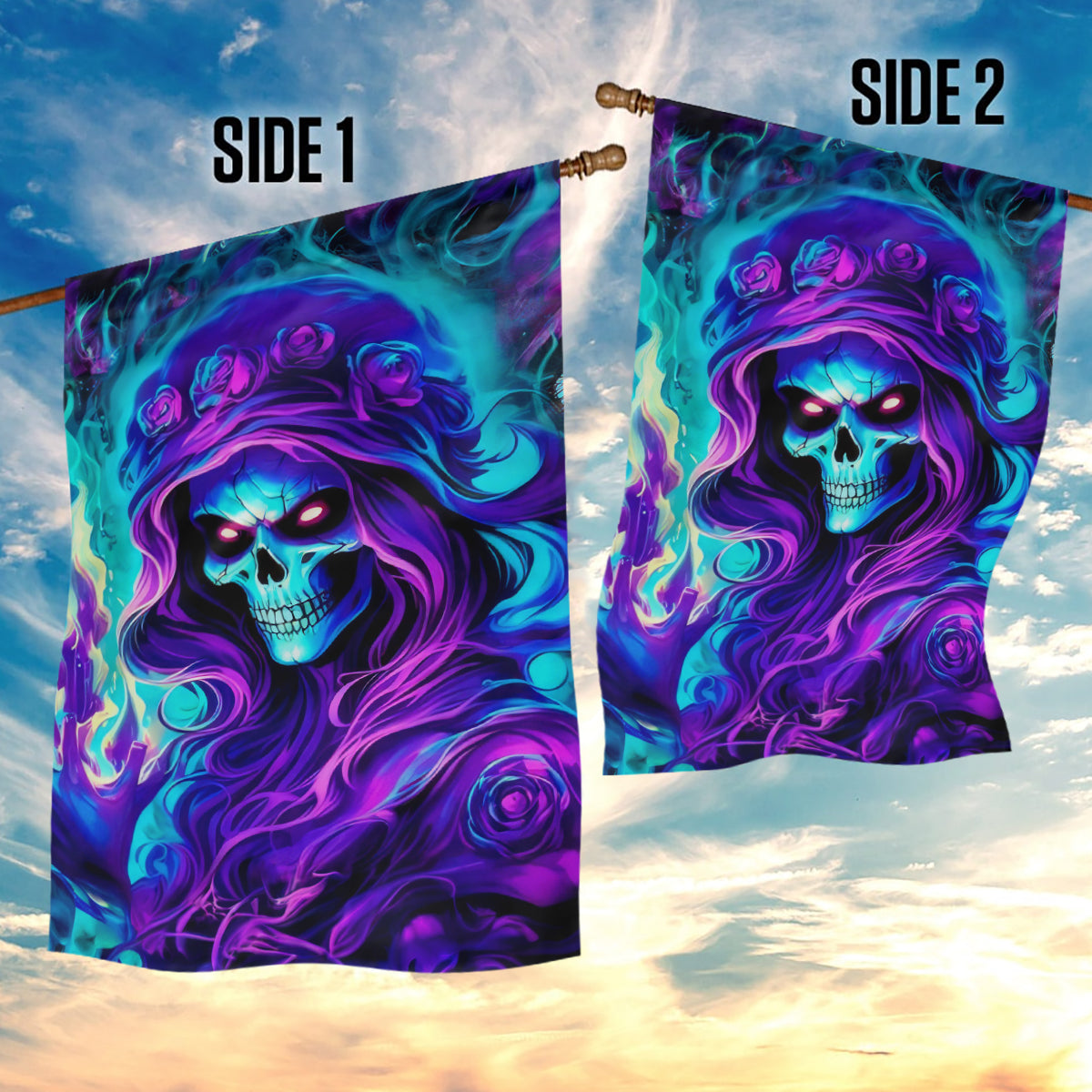 Flame Girl Skull Garden Flag The Good Girl In Me Got Tired Of The Bullshit - Wonder Print Shop