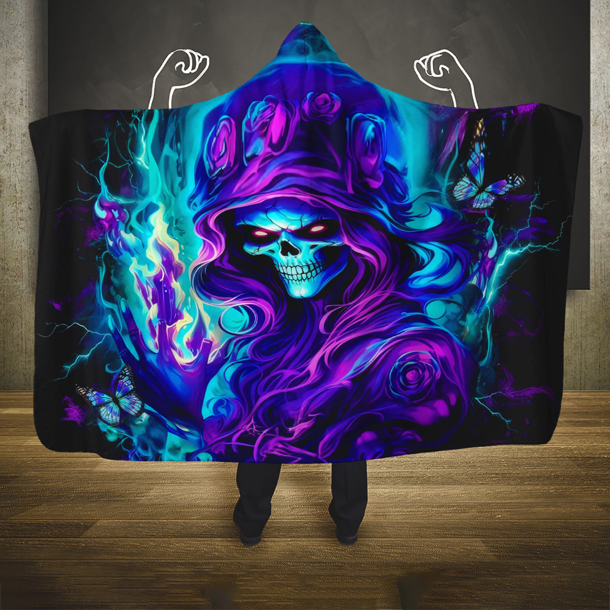 Flame Girl Skull Hooded Blanket The Good Girl In Me Got Tired Of The Bullshit