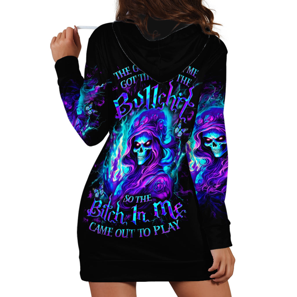 Flame Girl Skull Hoodie Dress The Good Girl In Me Got Tired Of The Bullshit - Wonder Print Shop