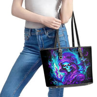 Flame Girl Skull Leather Tote Bag The Good Girl In Me Got Tired Of The Bullshit - Wonder Print Shop