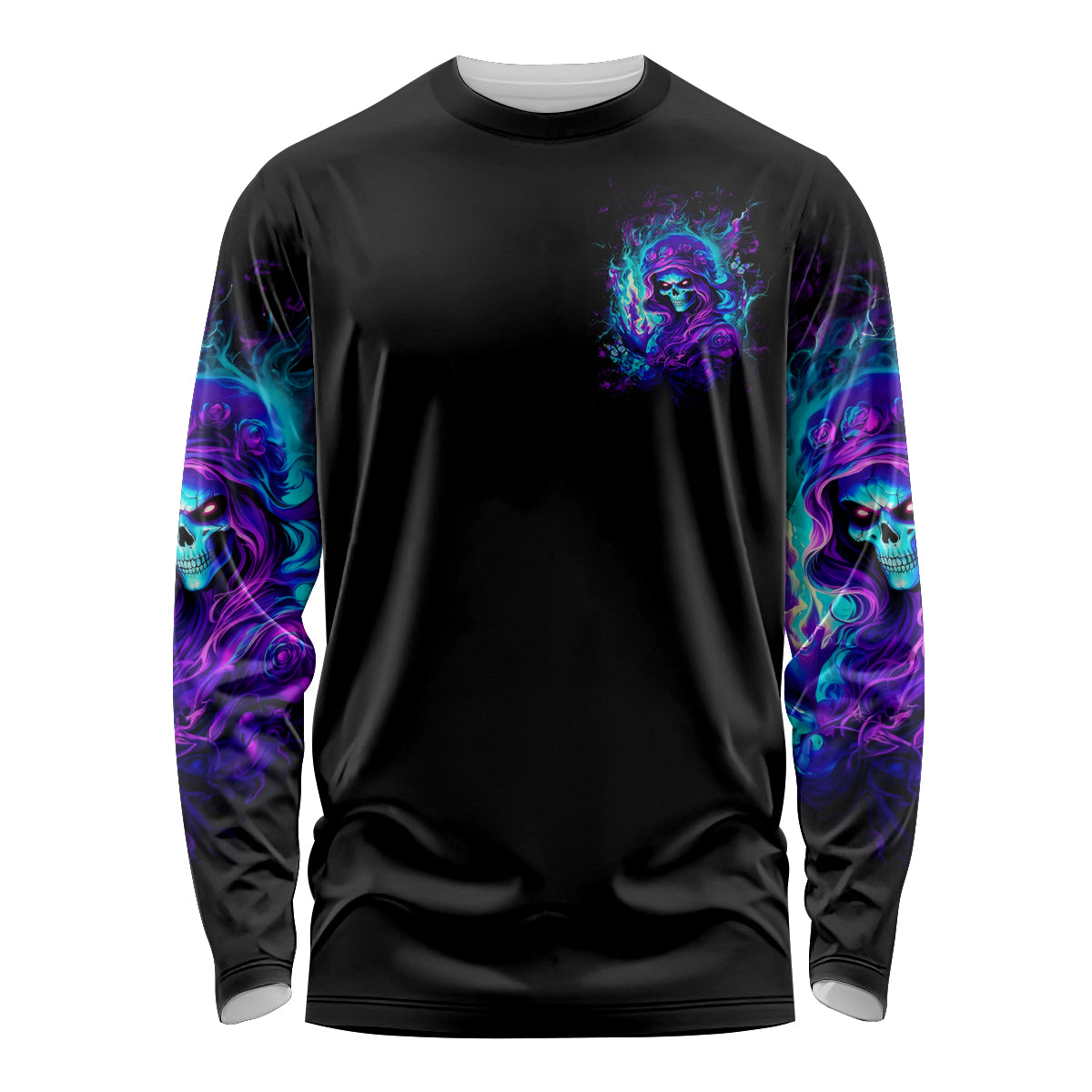 Flame Girl Skull Long Sleeve Shirt The Good Girl In Me Got Tired Of The Bullshit - Wonder Print Shop