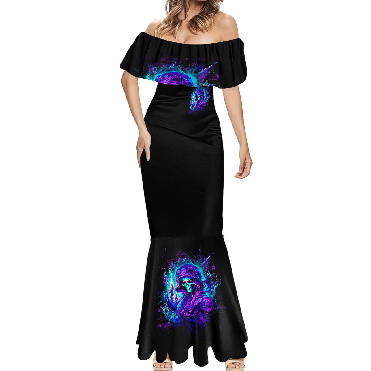 Flame Girl Skull Mermaid Dress The Good Girl In Me Got Tired Of The Bullshit - Wonder Print Shop