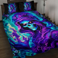 Flame Girl Skull Quilt Bed Set The Good Girl In Me Got Tired Of The Bullshit - Wonder Print Shop