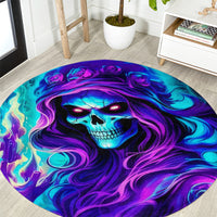 Flame Girl Skull Round Carpet The Good Girl In Me Got Tired Of The Bullshit