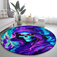 Flame Girl Skull Round Carpet The Good Girl In Me Got Tired Of The Bullshit