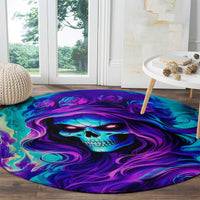 Flame Girl Skull Round Carpet The Good Girl In Me Got Tired Of The Bullshit