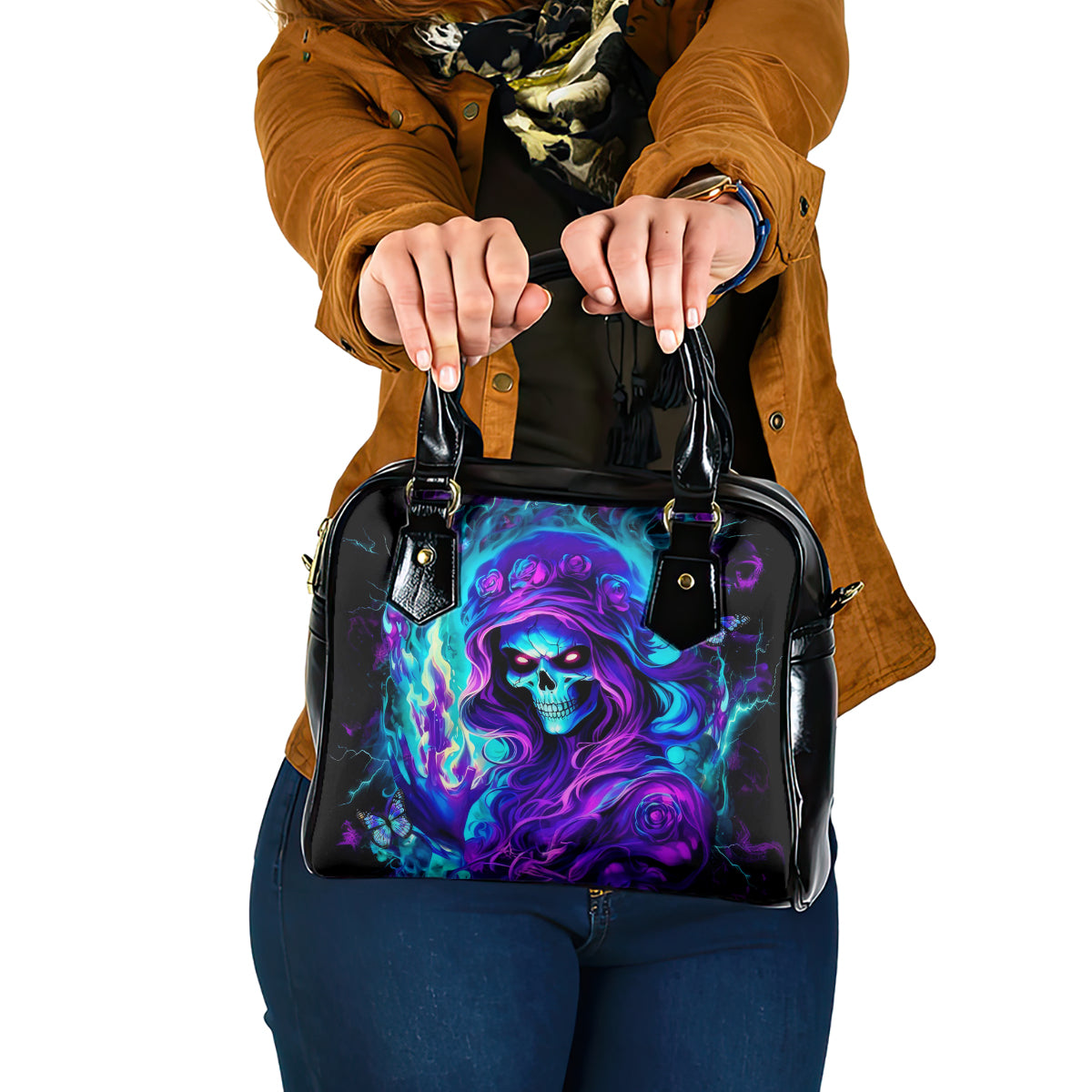 Flame Girl Skull Shoulder Handbag The Good Girl In Me Got Tired Of The Bullshit