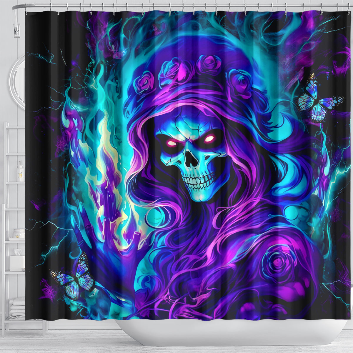 Flame Girl Skull Shower Curtain The Good Girl In Me Got Tired Of The Bullshit