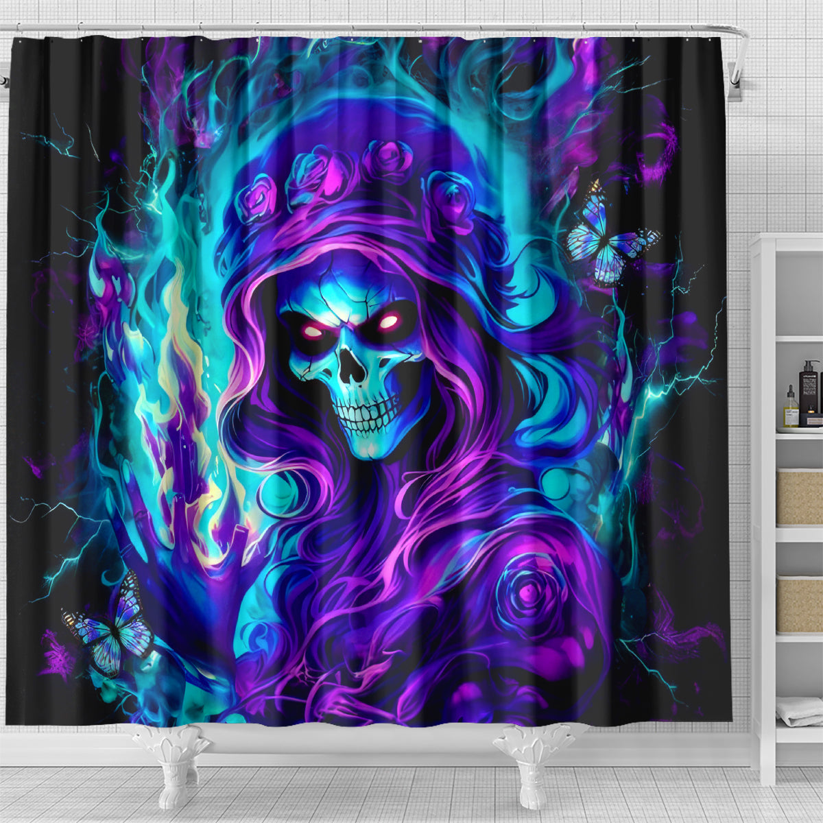 Flame Girl Skull Shower Curtain The Good Girl In Me Got Tired Of The Bullshit