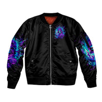 Flame Girl Skull Sleeve Zip Bomber Jacket The Good Girl In Me Got Tired Of The Bullshit - Wonder Print Shop