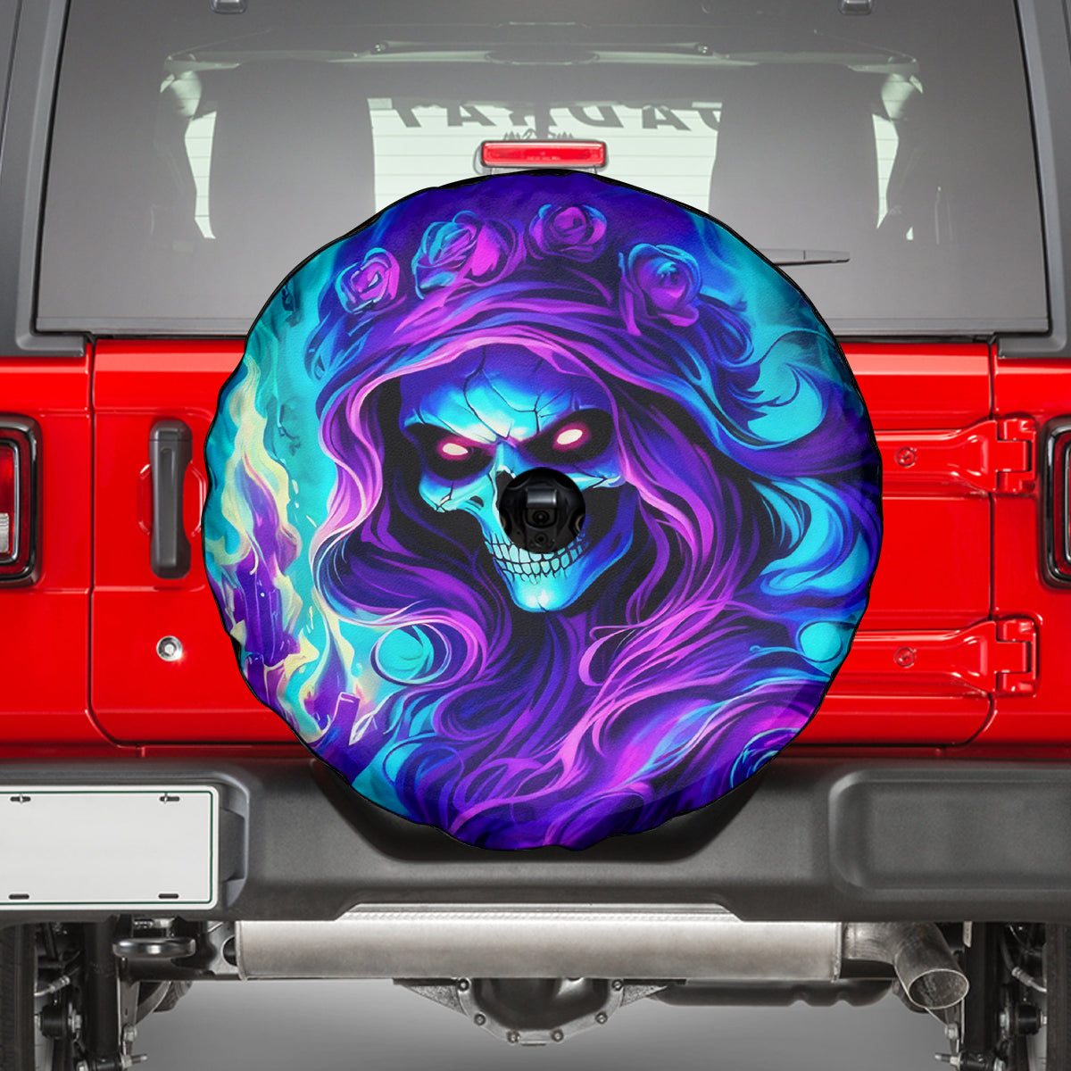 Flame Girl Skull Spare Tire Cover The Good Girl In Me Got Tired Of The Bullshit - Wonder Print Shop