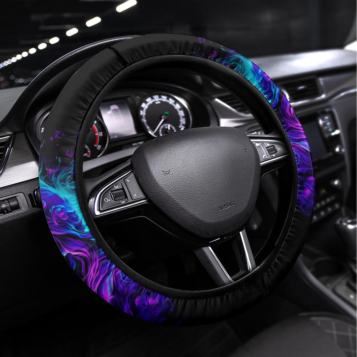 Flame Girl Skull Steering Wheel Cover The Good Girl In Me Got Tired Of The Bullshit - Wonder Print Shop