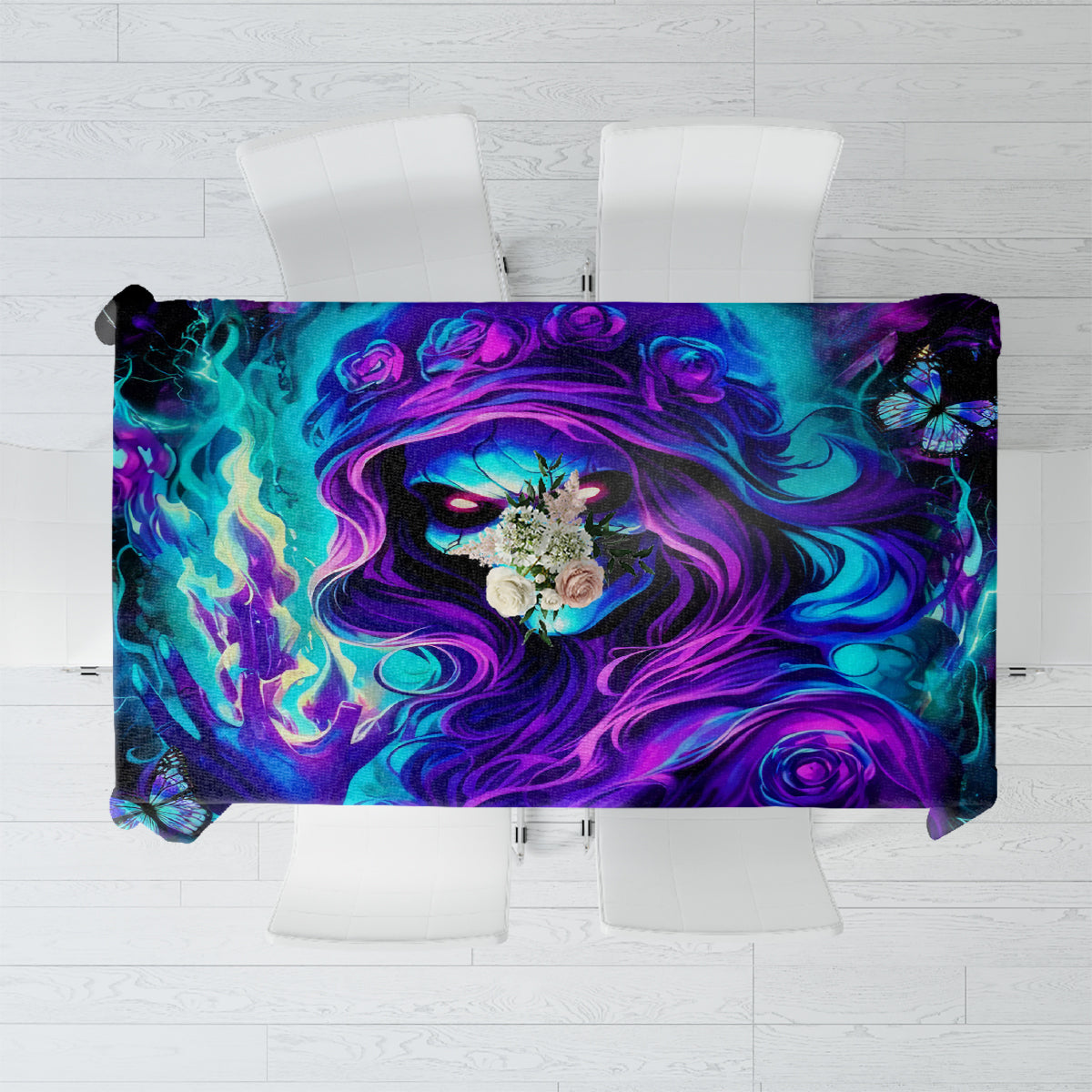Flame Girl Skull Tablecloth The Good Girl In Me Got Tired Of The Bullshit - Wonder Print Shop