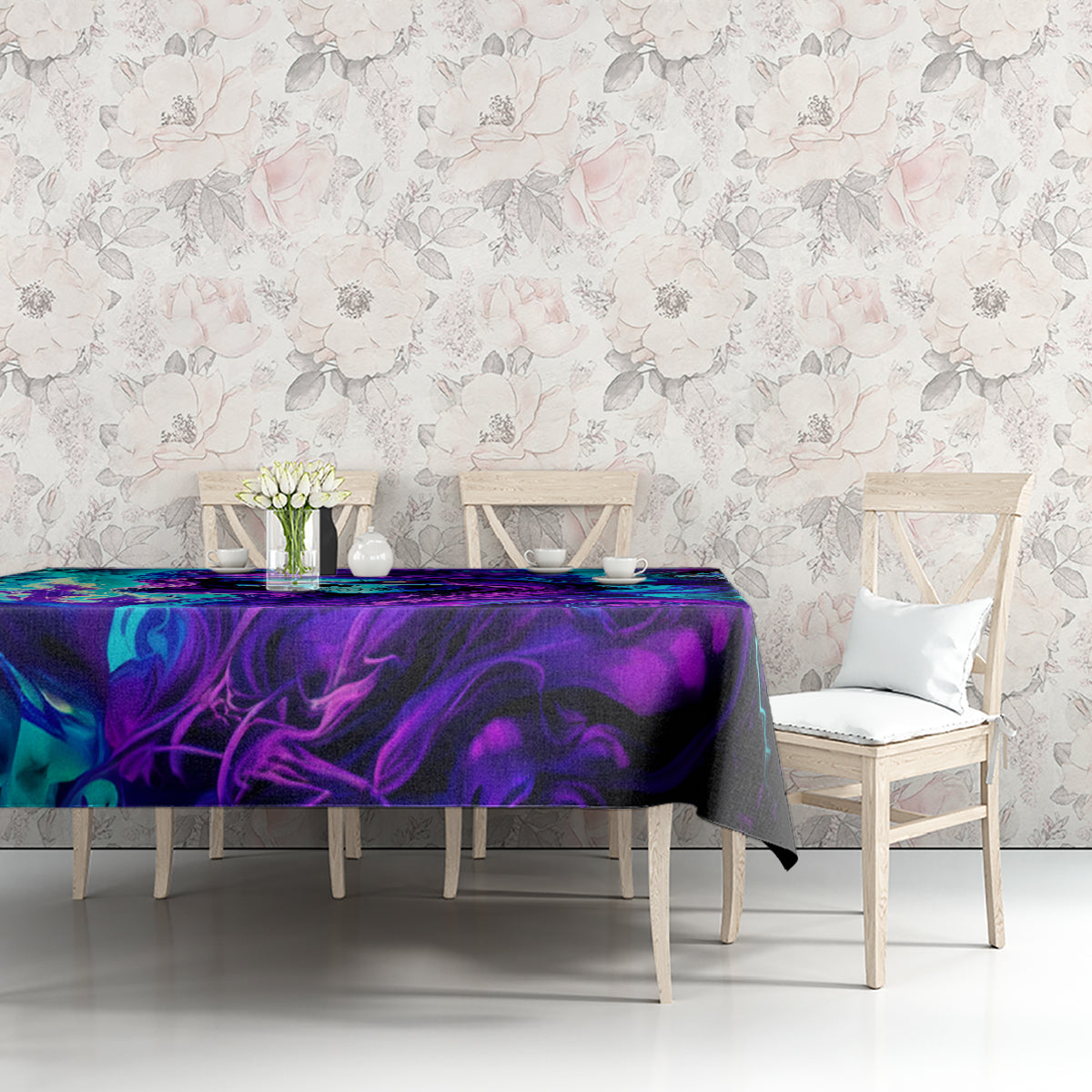 Flame Girl Skull Tablecloth The Good Girl In Me Got Tired Of The Bullshit - Wonder Print Shop
