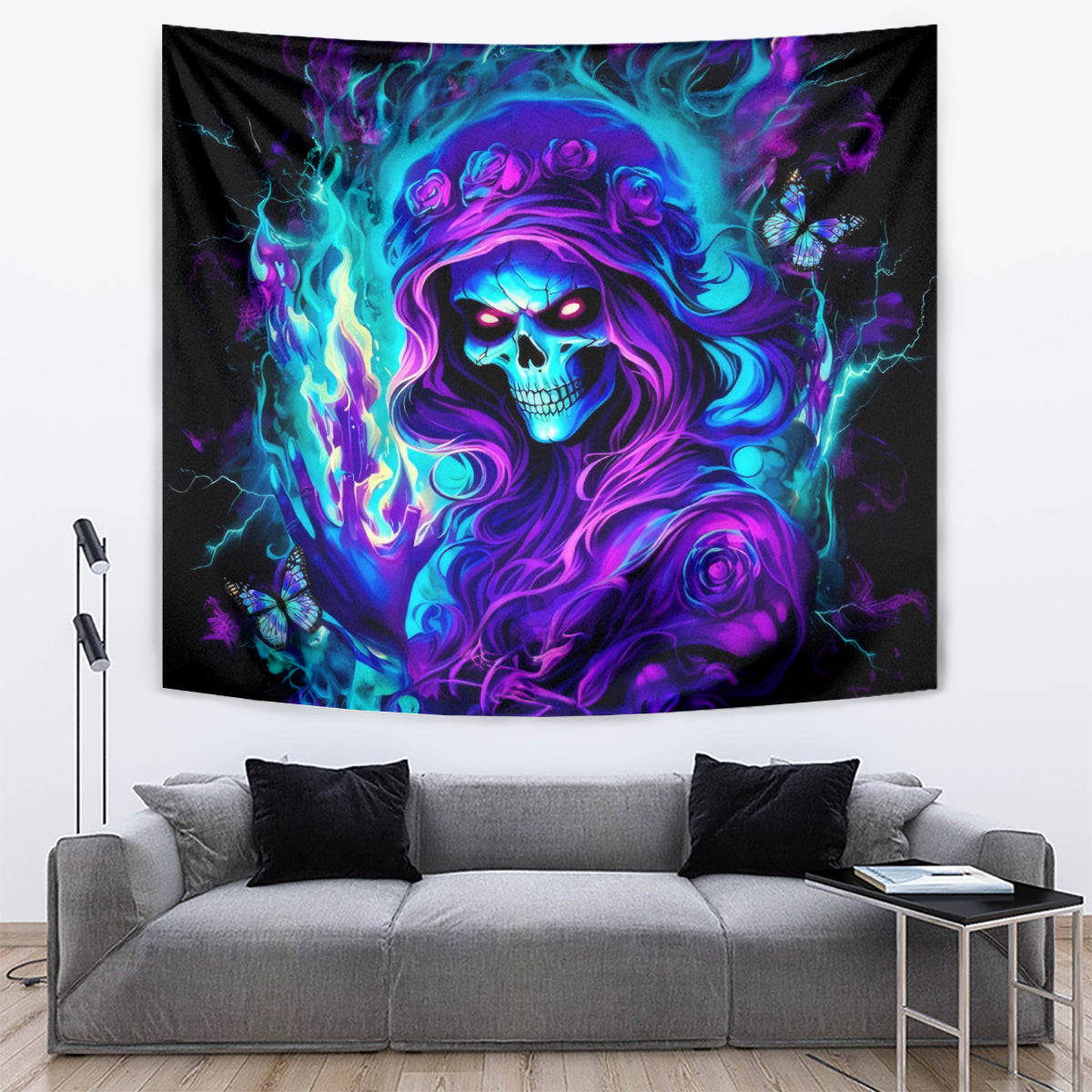 Flame Girl Skull Tapestry The Good Girl In Me Got Tired Of The Bullshit - Wonder Print Shop