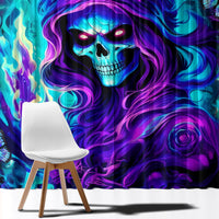 Flame Girl Skull Window Curtain The Good Girl In Me Got Tired Of The Bullshit - Wonder Print Shop