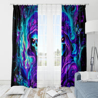 Flame Girl Skull Window Curtain The Good Girl In Me Got Tired Of The Bullshit - Wonder Print Shop