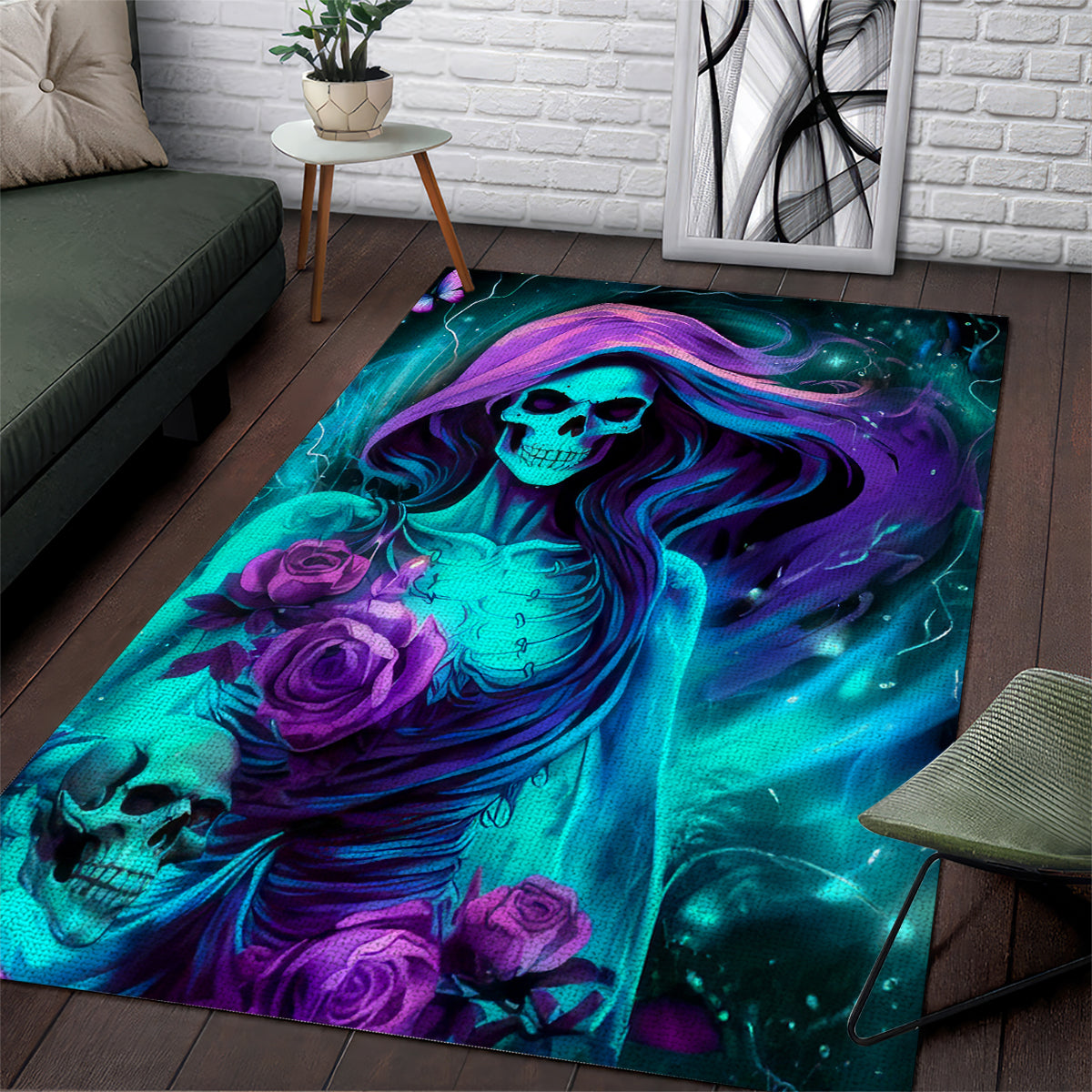Flame Girl Skull Area Rug The Good Girl In Me Got Tired Of The Bullshit - Wonder Print Shop