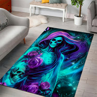 Flame Girl Skull Area Rug The Good Girl In Me Got Tired Of The Bullshit - Wonder Print Shop