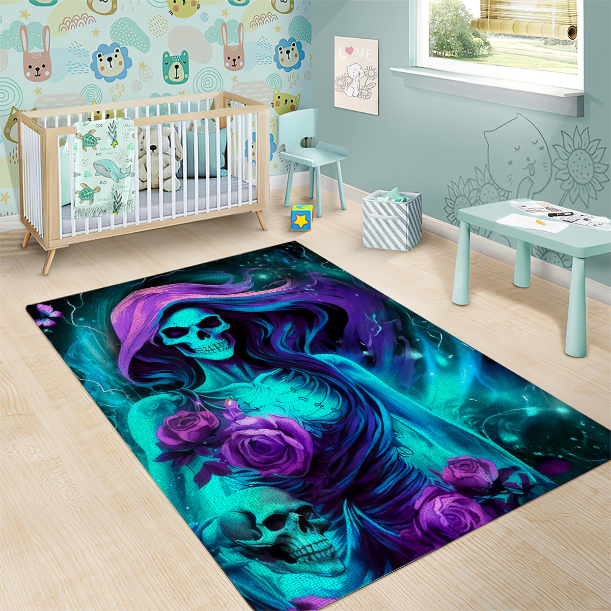 Flame Girl Skull Area Rug The Good Girl In Me Got Tired Of The Bullshit - Wonder Print Shop